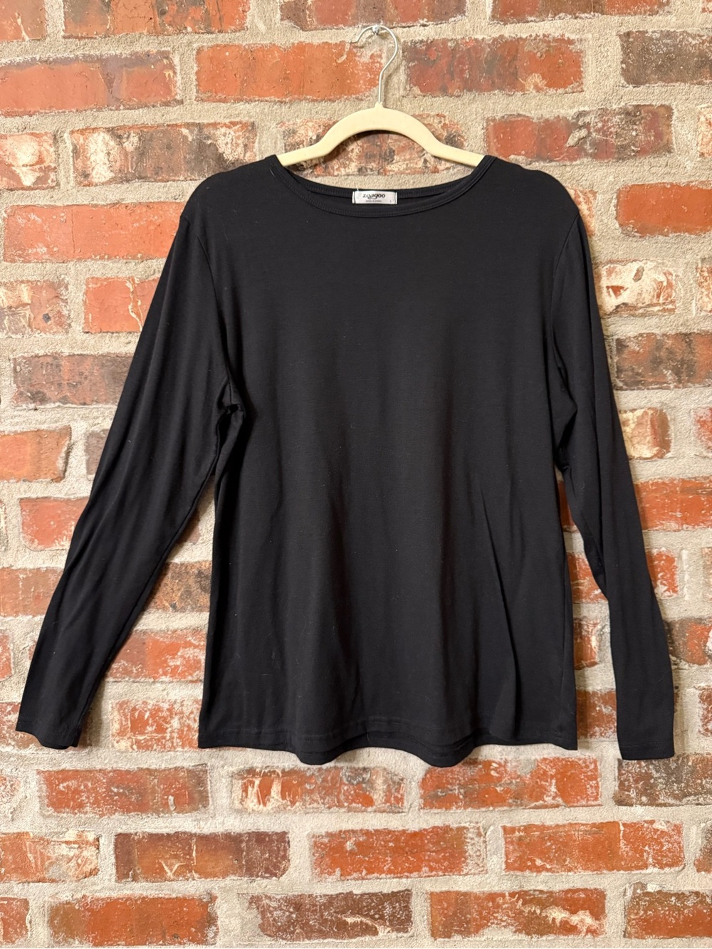 T234 -zeagoo Black Long Sleeve Crewneck Tee